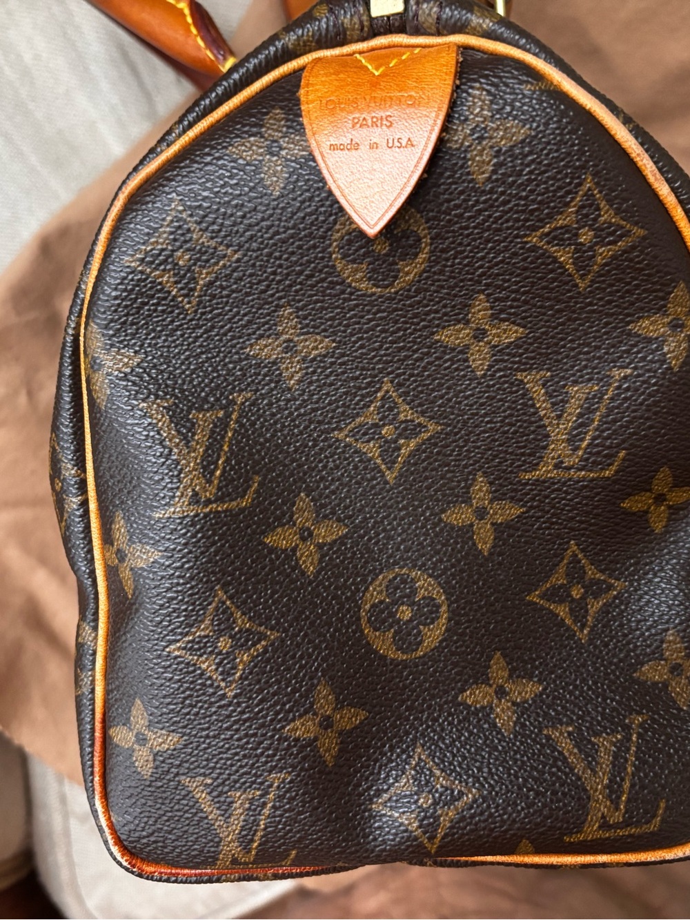 Louis Vuitton Monogram Canvas Satchel with Tan Leather Handles - Picture 7 of 16